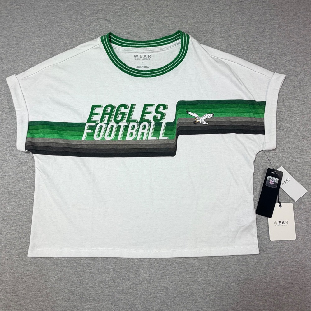WEAR by Erin Andrews Philadelphia Eagles NFL Football T-Shirt White Green Large
